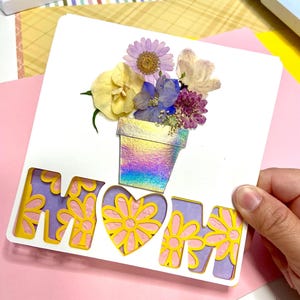 Dried Flowers Pot Card for MOM, Mom’s Birthday Card, Mother's Day card, Gift for mom