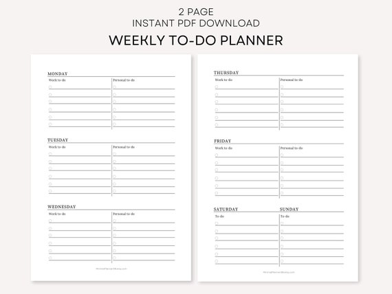 Weekly to Do List Printable Weekly Productivity Planner - Etsy