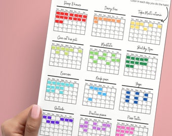 12 Habits Habit Tracker | Monthly Daily Habit Tracker | Dated and Undated Template Goals Planner