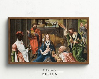 Christmas Frame TV Art | Christian Nativity Samsung Frame TV Art Religious Holy Family Jesus Mary Joseph TV Art for Samsung Lg Digital Wall