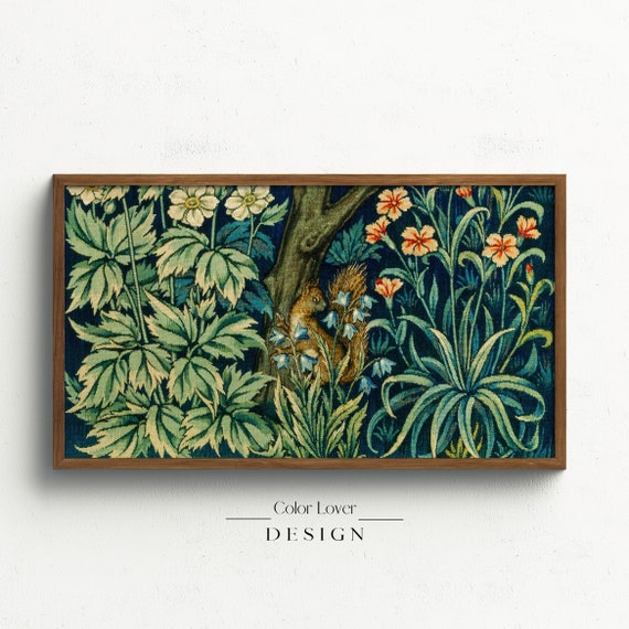 William Morris Frame TV Art | Squirrel Arts and Crafts Samsung Frame TV Art Flowers Tree Morris William Tree of Life Tapestry TV Art