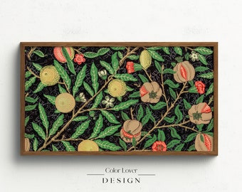 William Morris Frame TV Art | Pomegranate Lemon Fruit Arts and Crafts Samsung Frame TV Art Morris William Tapestry TV Art