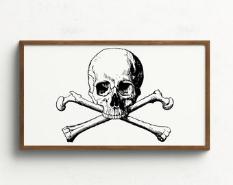 Frame TV Art Skull Crossbones | Halloween Frame TV | Samsung Frame TV Art Halloween | Spooky Tv Wall Art | Scary Digital Art for Tv | Pirate