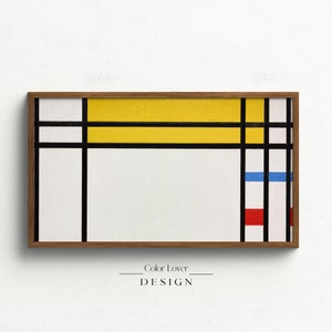Abstract Frame TV Art | Geometric Mondrian Samsung Frame TV Art Modern Bauhaus Lines Digital Wall Art Mondrian Abstract for Samsung LG