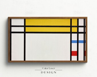 Abstract Frame TV Art | Geometric Mondrian Samsung Frame TV Art Modern Bauhaus Lines Digital Wall Art Mondrian Abstract for Samsung LG
