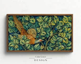 William Morris Frame TV Art | Pheasant Bird Tree of Life Samsung Frame TV Art Digital Wall Art Bird Tapestry Arts and Crafts Art Nouveau