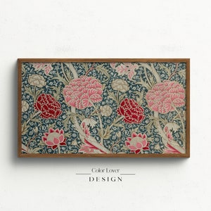 William Morris Frame TV Arte / Artes y Artesanías Flores Florales Samsung Frame TV Arte Tapiz LG Tv Arte Peonías Plantas Art Nouveau