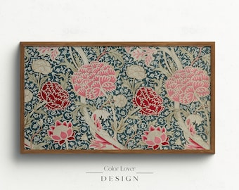 William Morris Frame TV Art | Arts and Crafts Floral Flowers Samsung Frame TV Art Tapestry LG Tv Art Peonies Plants Art Nouveau