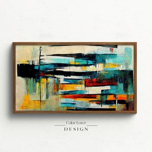Abstract Frame TV Art | Mid Century Modern Abstract Painting Samsung Frame TV Art Modern Vintage MCM Colorful Contemporary Lg Tv Art