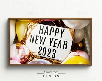 New Years Frame TV Art | New Years Eve Celebration Balloons 2023 Samsung Frame TV Art LG Digital Wall Art New Years Day Happy