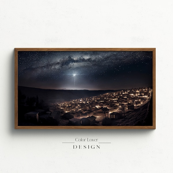 Christmas Frame TV Art | Religious Christian Bethlehem Nativity Star Samsung Frame TV Art LG Bethlehem Night Christmas Eve Digital Wall Art