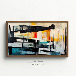 Abstract Frame TV Art | Mid Century Modern Abstract Painting Samsung Frame TV Art Paint Swatches Digital Wall Art LG