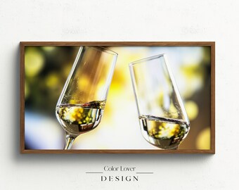 Toasting Glasses Frame TV Art | New Years Eve Anniversary Samsung Frame TV Art Celebration Party New Year's Day Celebrate LG Tv Wall Art