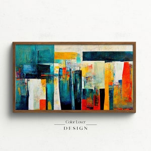 Abstract Frame TV Art | Mid Century Modern Abstract Painting Samsung Frame TV Art Digital Wall Art LG Tv Oil Acrylic Painting Modern