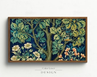 William Morris Bird Frame TV Art | Decor Samsung Frame TV Art Arts and Crafts Blackthorn Tree of Life Willow Bough Acanthus Flowers TV Art