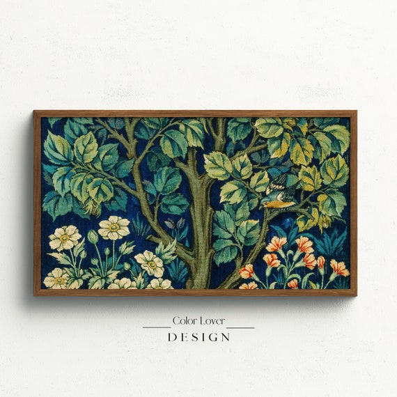 William Morris Bird Frame TV Art | Decor Samsung Frame TV Art Arts and Crafts Blackthorn Tree of Life Willow Bough Acanthus Flowers TV Art