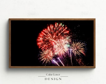 Fireworks Frame TV Art | 4th of July New Year's Eve Samsung Frame TV Art Party Celebration Celebrate Red Sparklers Anniversary Wall Art