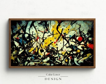 Cornice astratta TV Art / Paint Splatters Jackson Pollock Samsung Frame TV Art Espressionista Colorato Digital Wall Art per Frame TV