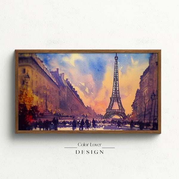 Paris France Frame TV Art | Paris Eiffel Tower Samsung Frame TV Art Landscape Watercolor Painting LG Tv Digital Wall Art City of Lights