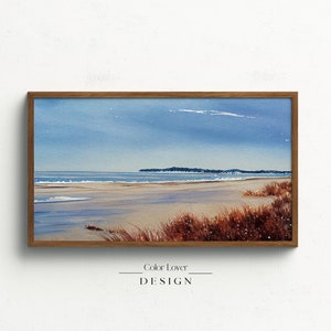 Winter Frame TV Art | Samsung Frame TV Art Cape Cod Costal Landscape Watercolor Painting | Nautical Christmas Beach Seascape