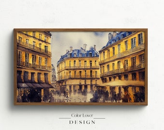 Paris Frame TV Art | Paris France Samsung Frame TV Art Watercolor Painting City of Lights Cityscape TV Art Digital Wall Art Paris