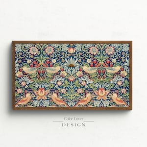 William Morris Frame TV Art / Strawberry Thief Fruit Birds Arts and Crafts Samsung Frame TV Art Morris William Tapestry TV Art