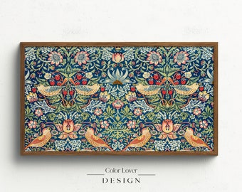 William Morris Frame TV Art | Strawberry Thief Fruit Birds Arts and Crafts Samsung Frame TV Art Morris William Tapestry TV Art