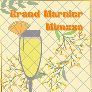 Poster Cocktail - Grand Marnier Mimosa - Yellow Orange Green