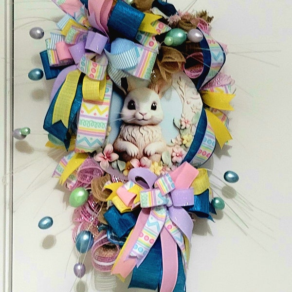 Easter swag for door, Easter doorhanger, Bunny swag, Bunny doorhanger, Easter Bunny decor, Easter wreath for door, Easter decor, Easter