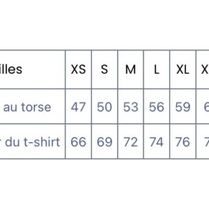 May include: Size chart for t-shirts showing chest width and length measurements in inches for sizes XS, S, M, L, XL, XXL, and XXXL.