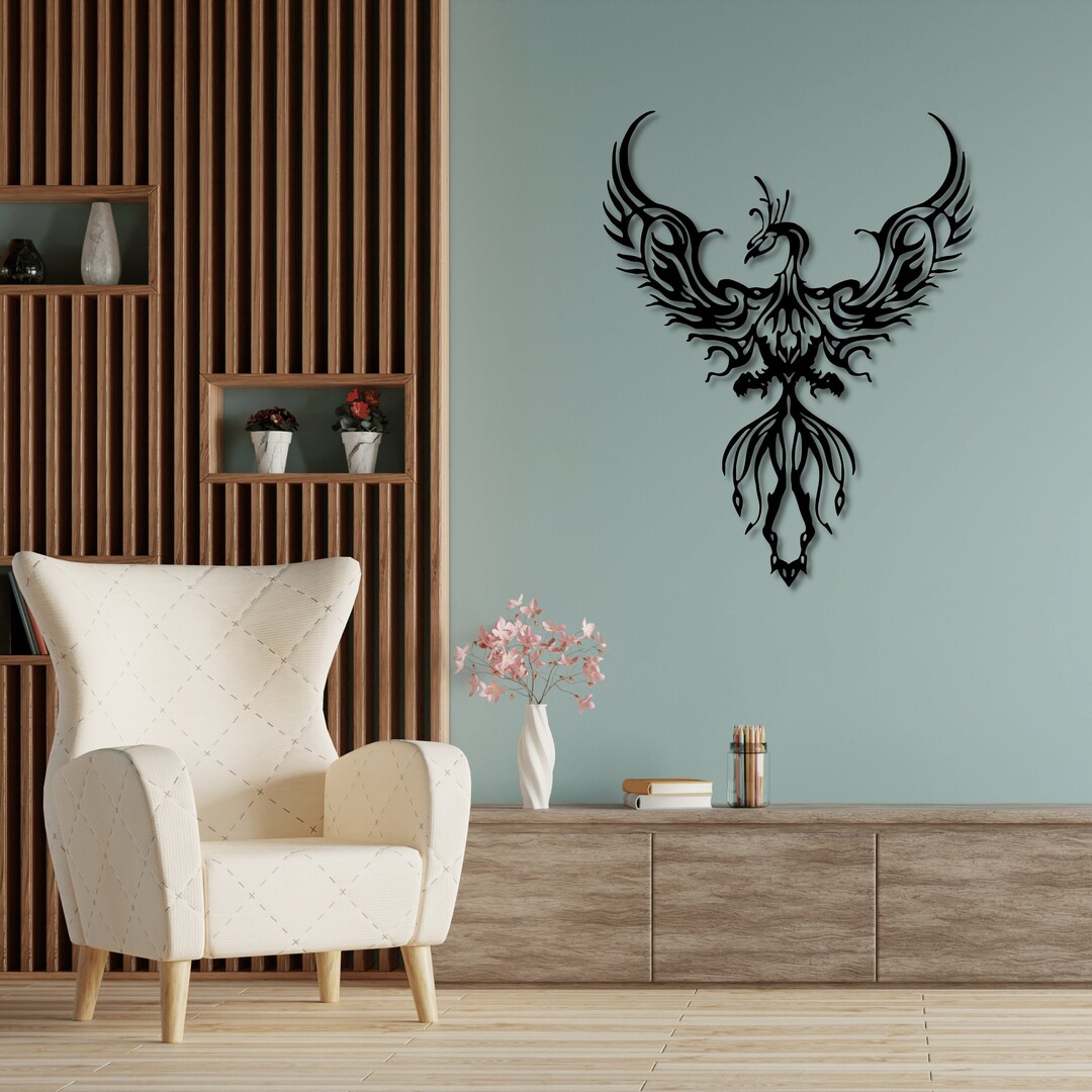 Phoenix Bird Metal Wall Art Handcrafted Steel Home Decor Etsy