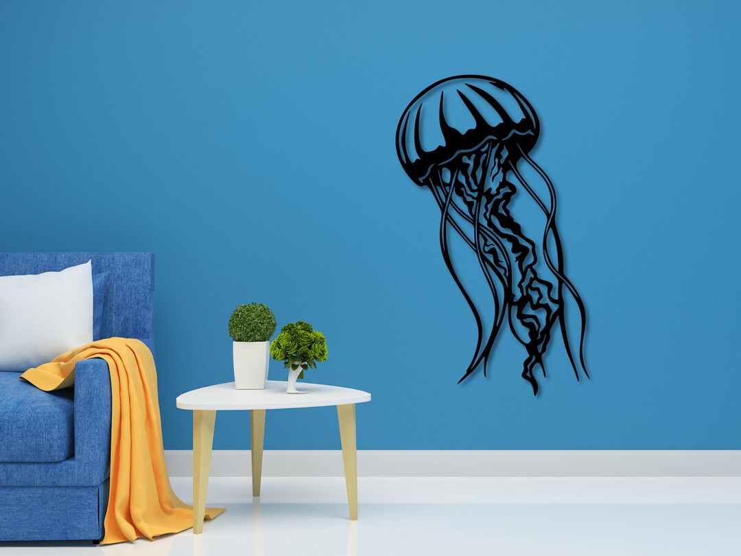 Jellyfish Metal Wall Art Jellyfish Metal Decor Metal Wall Etsy