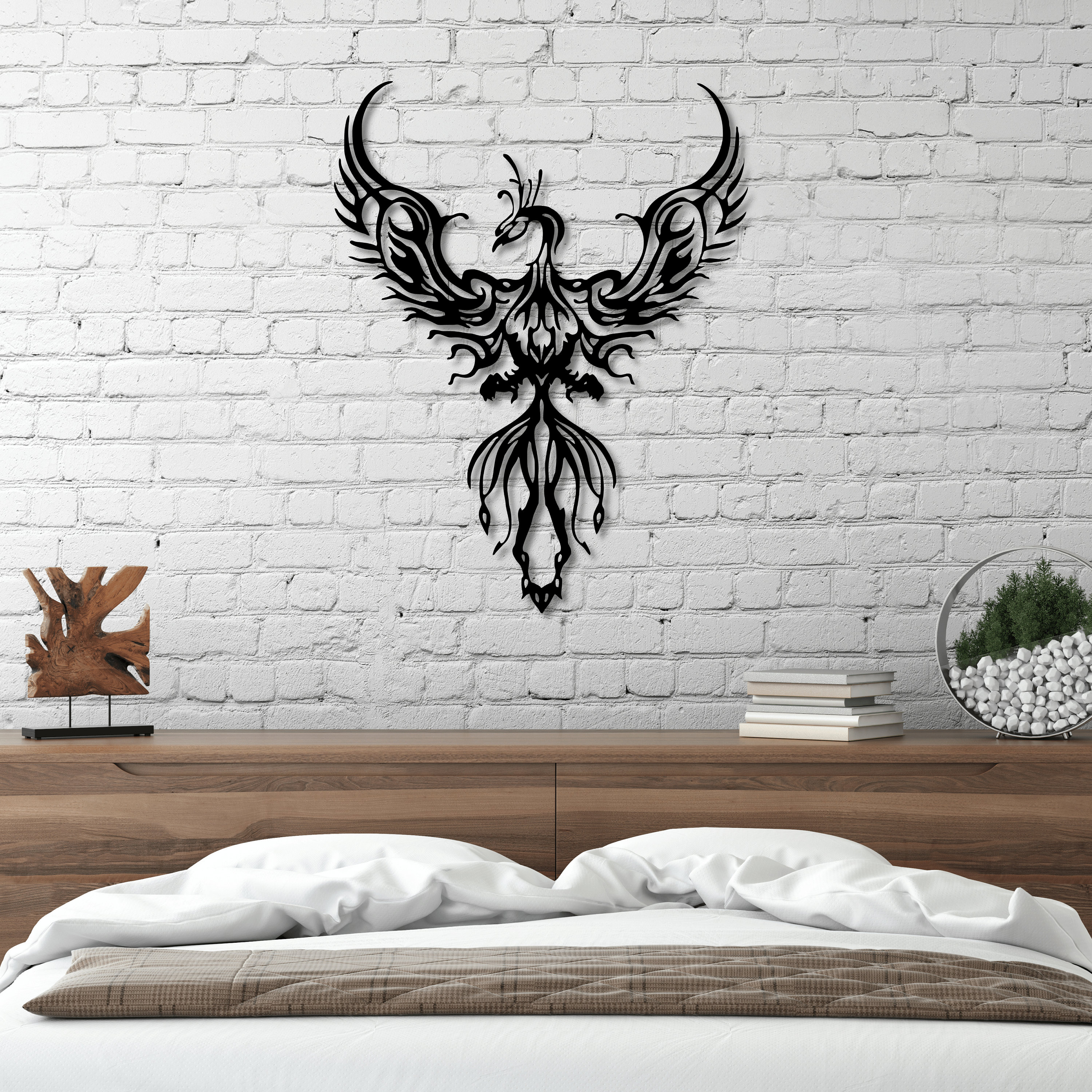 Phoenix Bird Metal Wall Art Handcrafted Steel Home Decor Etsy