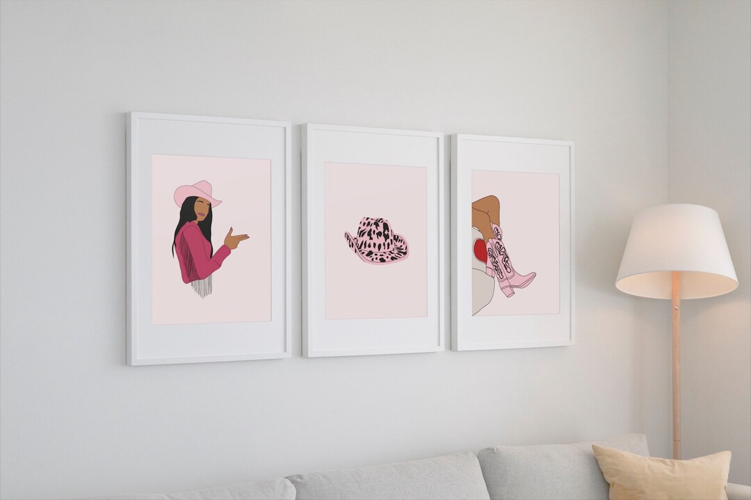 retro cowgirl art prints - set of 3 - digital download... Pink Cowgirl Print Set Digital Download | 3 Prints, Pink, Girly Prints ...