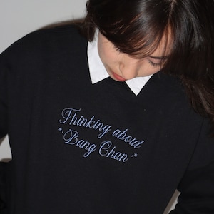 Customizable &quot;Thinking About My Bias&quot; Embroidered Sweatshirt | Black | Kpop Merch