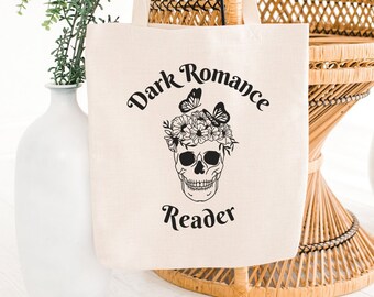 Skeletons Lover Reusable Grocery Bag - Bookworm Skull Design Tote, 16.55" X 13.7" Canvas Shopping Bag
