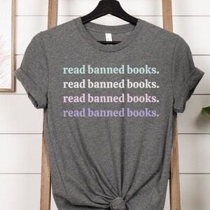 Read Banned Books Jersey Short Sleeve Tee | Bookish TShirt | Cute Book Tee | Fall Gift Shirt | Gift for Readers | Bookish Shirt