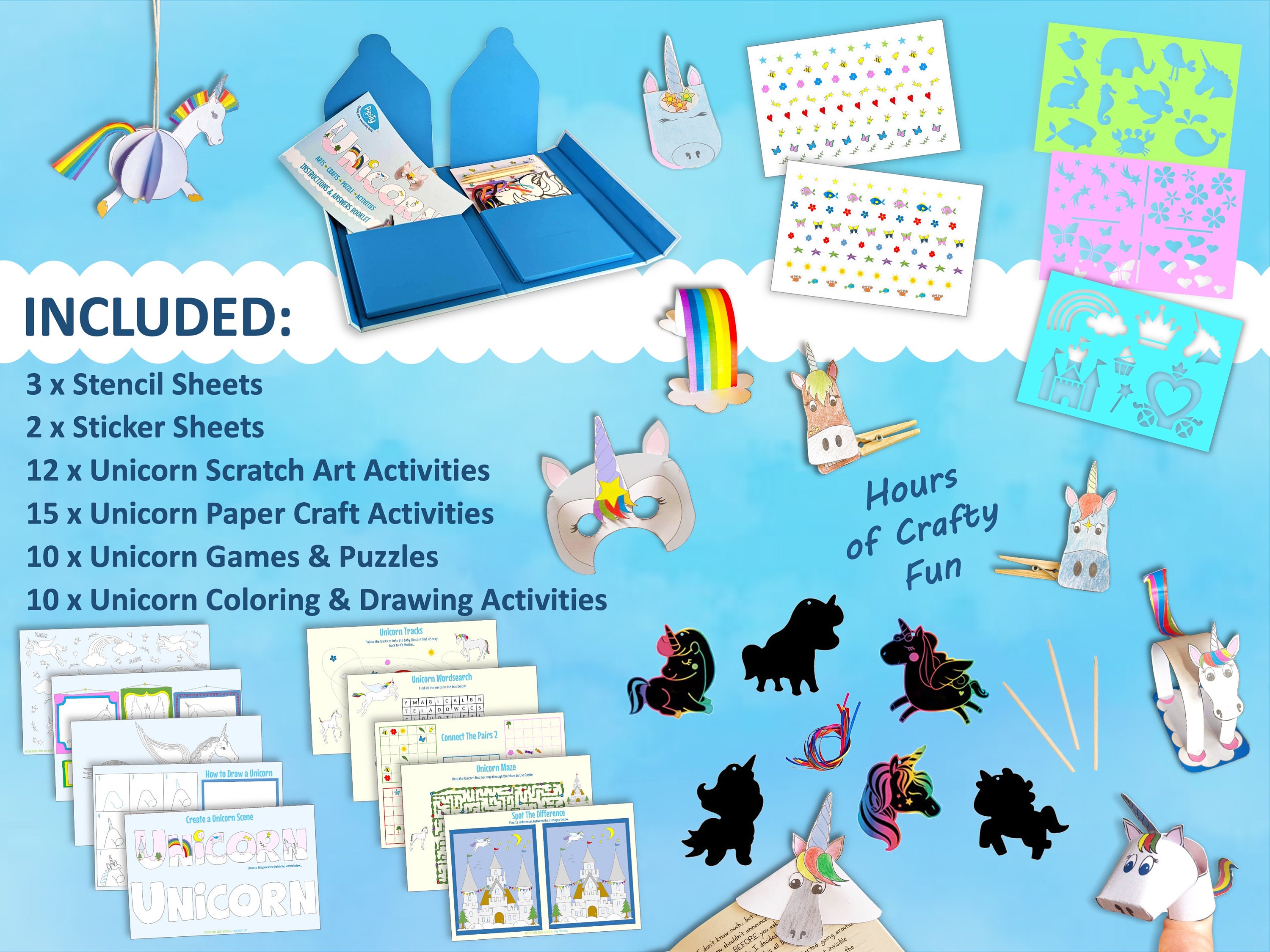 Unicorn Art Kit for Girls 50 Fun Unicorn Activities Arts Etsy