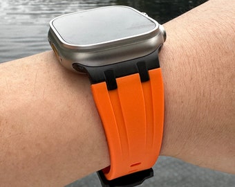 Premium Apple Watch Band Connector Orange Silicone Ultra 49mm 46mm 45mm 44mm 42mm 41mm 40mm 38mm Series Strap Series 11 10 9 8 7 6 5 4 3 SE