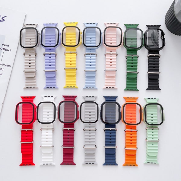 Bracelet de protection en silicone pour Apple Watch 38 mm 40 mm 41 mm 42 mm 44 m 45 mm 49 mm Série Ultra Protection 9 8 7 6 5 4 3 2 1 SE