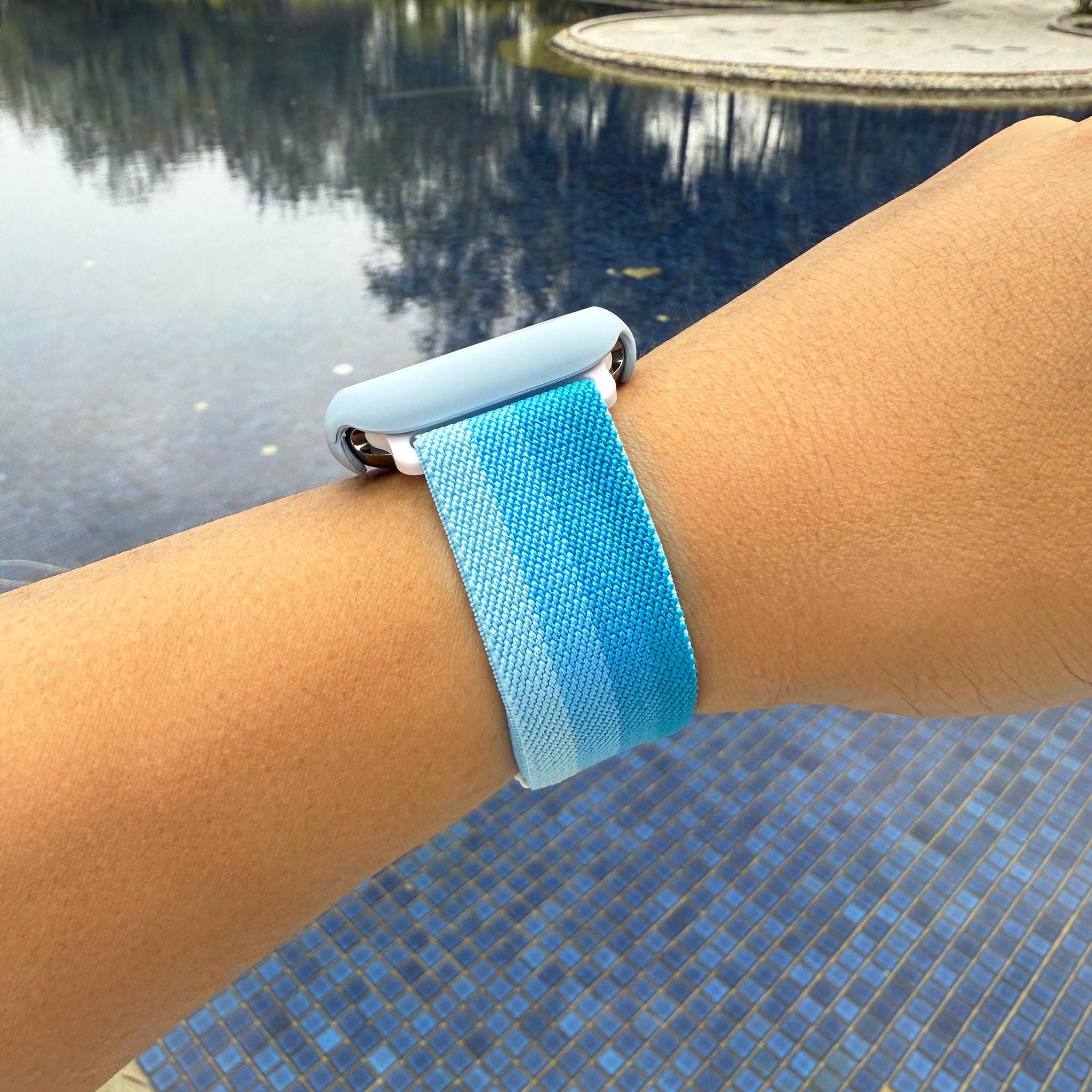 ブルーカラーストライプ ポップナイロン Apple Watch バンド 柔らかく 