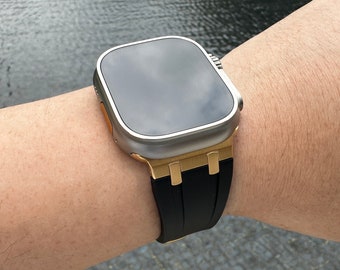 プレミアム Apple Watch バンド メタルコネクタ シリコンバンド Ultra 49 46 45 44 42 41 40 38 mm シリーズストラップ シリーズ 11 10 9 8 7 6 5 4 3 2 1 SE