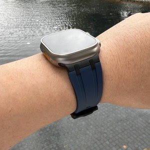 Premium Apple Watch Band Connector Blue Silicone Ultra 49mm 46mm 45mm 44mm 42mm 41mm 40mm 38mm Series Strap Series 10 9 8 7 6 5 4 3 2 1 SE