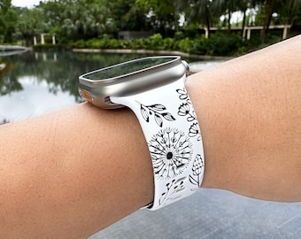 Apple Watch Band Floral Pattern Silicone Band 49 46 45 44 42 41 40 38mm Series Strap Replacement Series 11 10 9 8 7 6 5 4 3 2 1