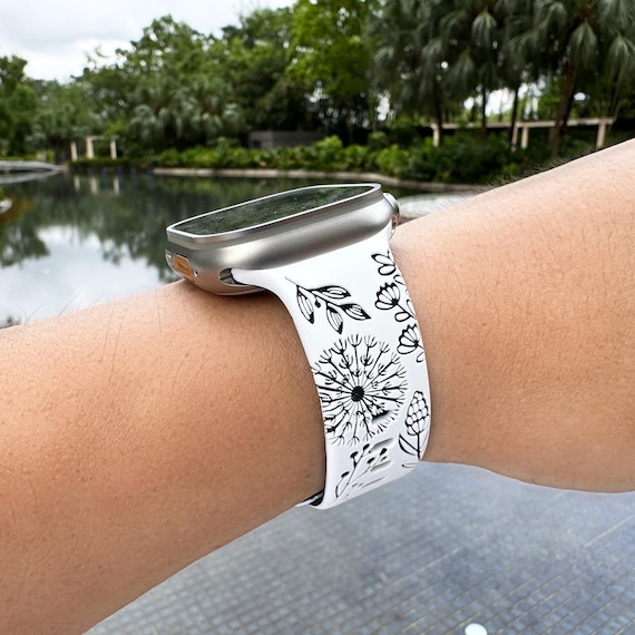 Apple Watch Band Floral Pattern Silicone Band 49 46 45 44 42  display picture 3