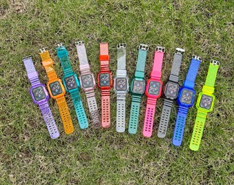 Transparent TPU Colors Case Band Apple Watch Ultra 38-49mm All in One TPU Design Bumper Case Protection iWatch Series 10 9 8 7 6 5 4 3 2 1