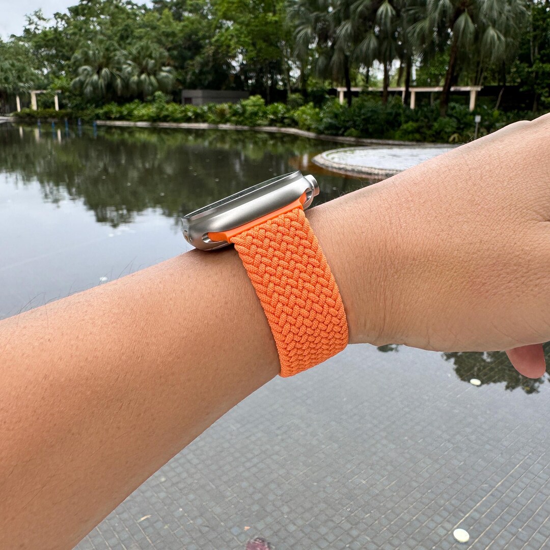 Orange Iwatch Clip Orange Braided Nylon Apple Watch Bands Soft
