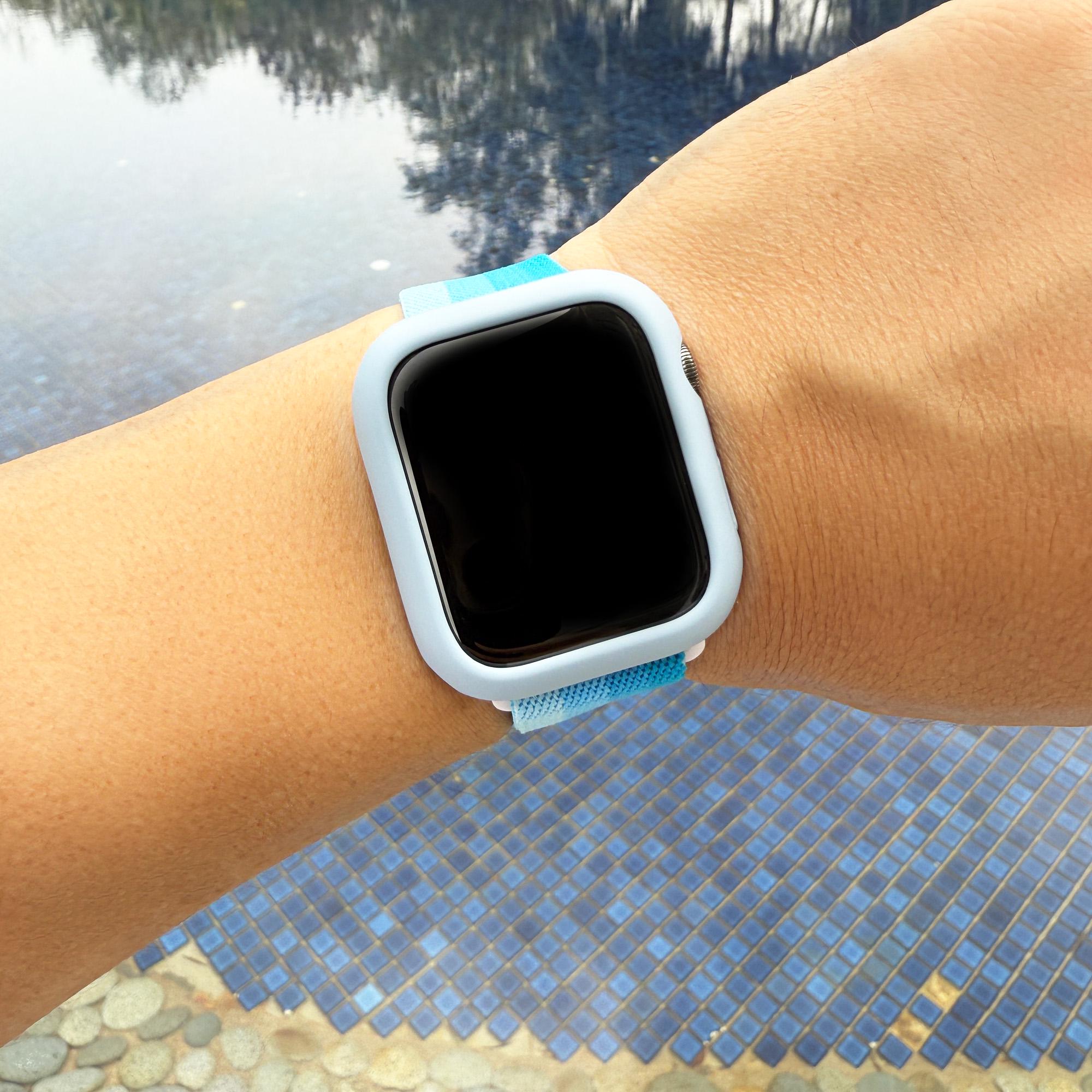ブルーカラーストライプ ポップナイロン Apple Watch バンド 柔らかく 