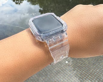 Transparent TPU Silver Glitter Case Band Apple Watch Ultra 38-49mm All in One TPU Bumper Case Protection iWatch Series 9 8 7 6 5 4 3 2 1 SE