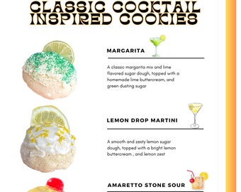 Classic Cocktails Inspired Cookie Recipes | Margarita Cookie Recipe | Lemon Drop Martini Recipe | Amaretto Sour Recipe | Strawberry Daiquiri